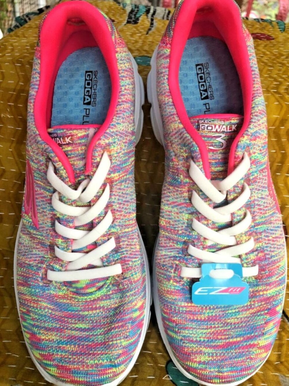 Skechers GOwalk 3 Women's 7.5 Multicolor Walking Shoes Pink Trim Goga Plus NWT